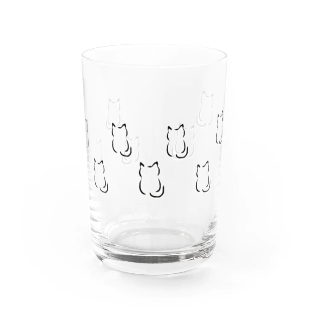 墨ねこさんしょっぷの墨ねこさん沢山ver Water Glass :front