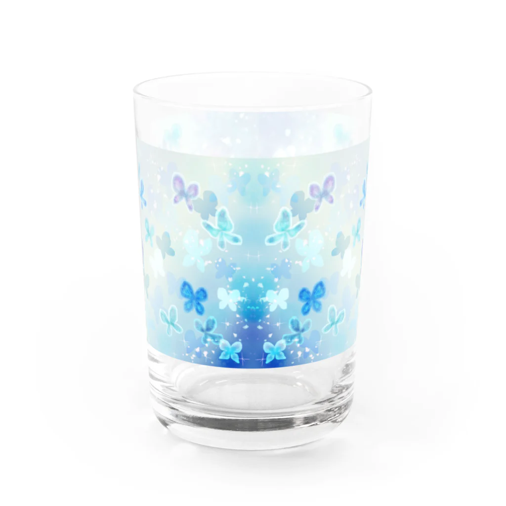 ヤママユ(ヤママユ・ペンギイナ)の青い蝶は夢のうたかた。ー鏡うつしー グラス前面
