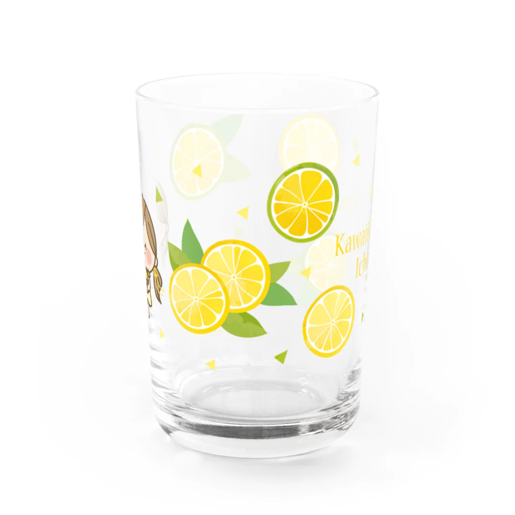 アグリム@かわ主婦スタンプ制作中のかわいい主婦の1日 レモン柄 Water Glass :front