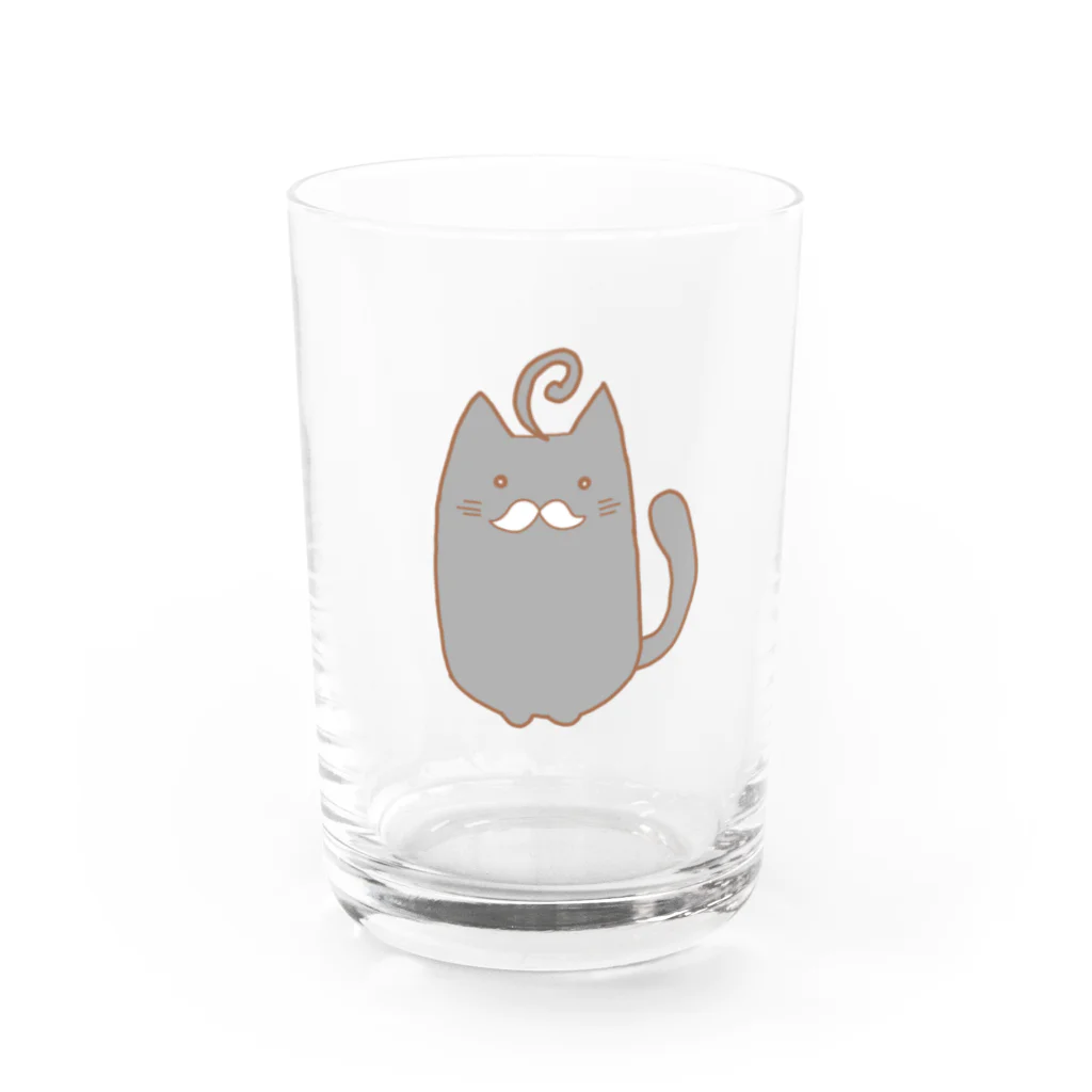 Noise_cityのひげねこ。(黒) Water Glass :front