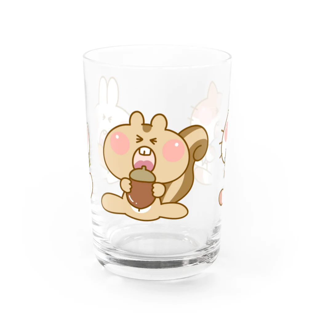 抹茶こあら@SUZURIのいただきまーす(ウサギ・リス・ネコ) Water Glass :front