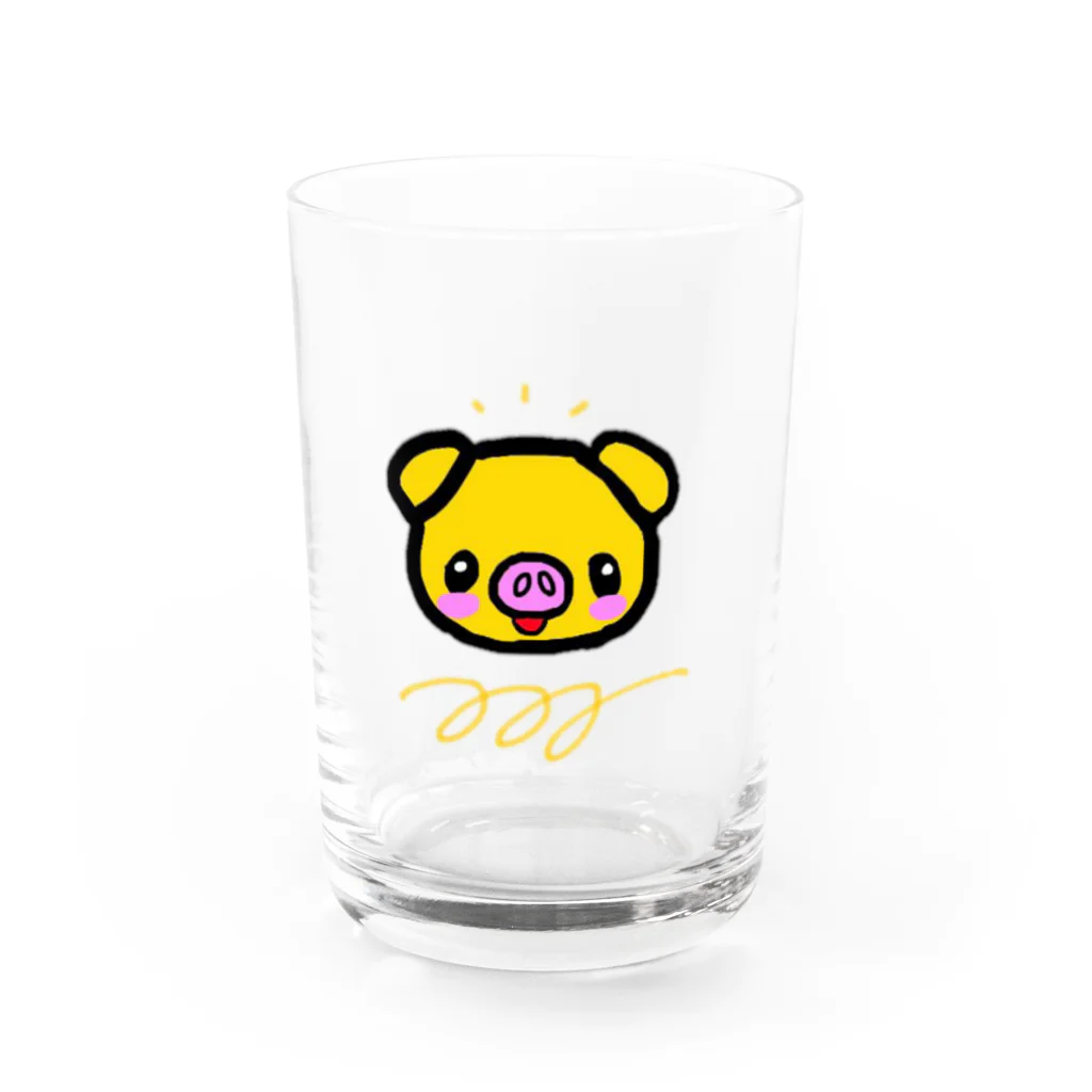 金色のぶたと愉快なフォロワー達🐷💰の金ぶたグラス Water Glass :front