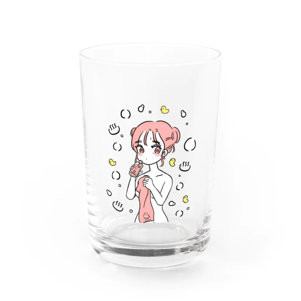 サウナ好きのカワウソのせんとうあがりのおんなのこ Water Glass :front