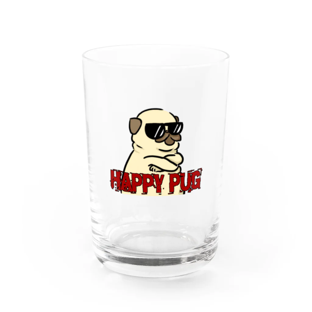 ぐぴ丸工房のHAPPY PUG Water Glass :front