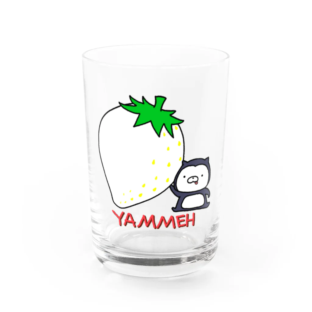 SUZURI×ヤマーフのホワイトストロベリーとムーネフ Water Glass :front