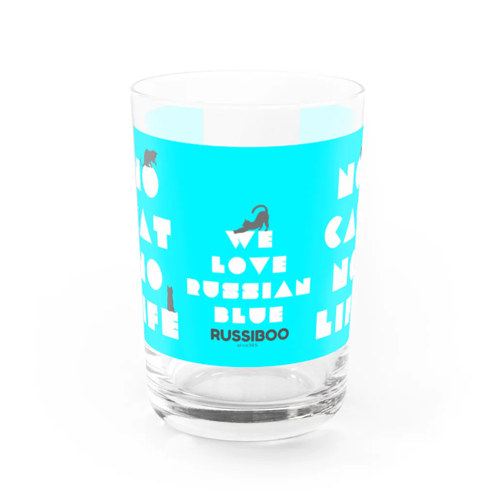 russibooのnocatnolife_blue（猫好きの方向け） Water Glass :front