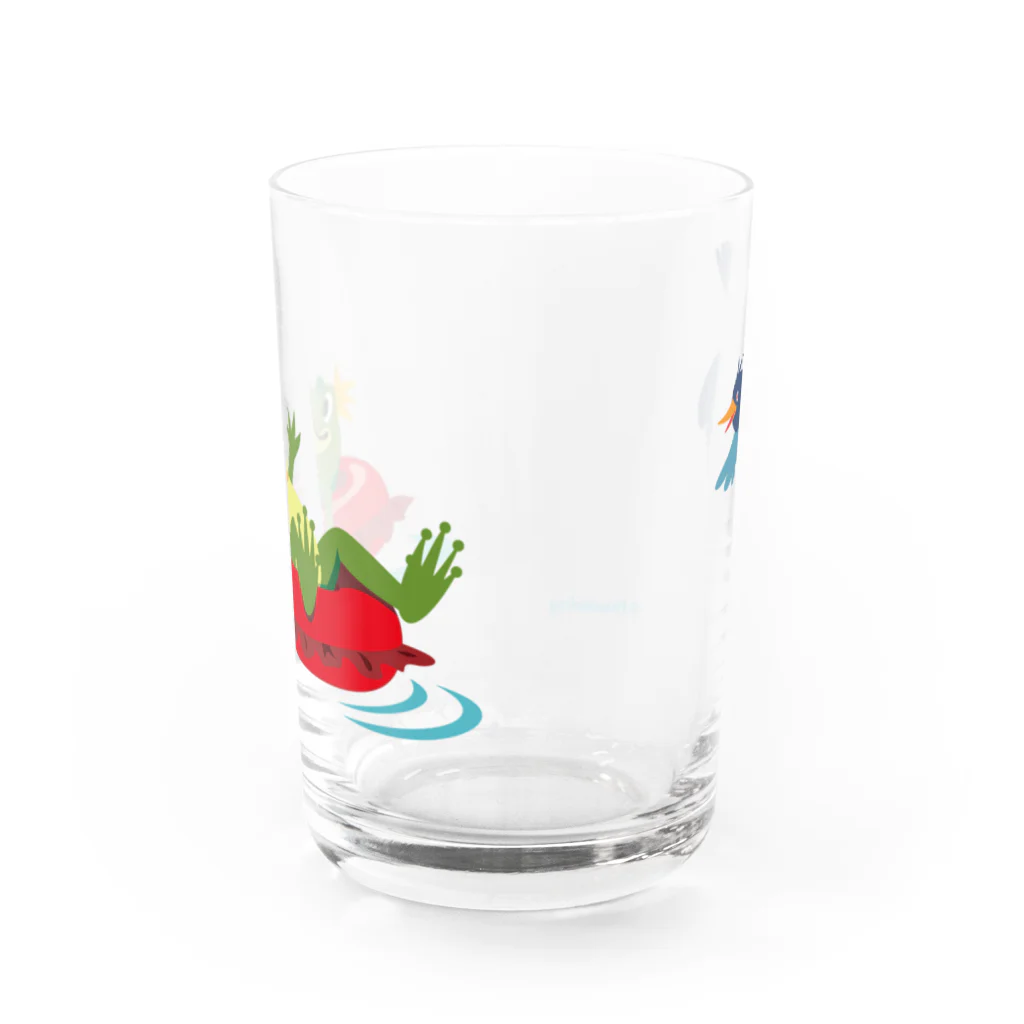 PistachioFrog@SUZURIの浮き輪カエル Water Glass :front