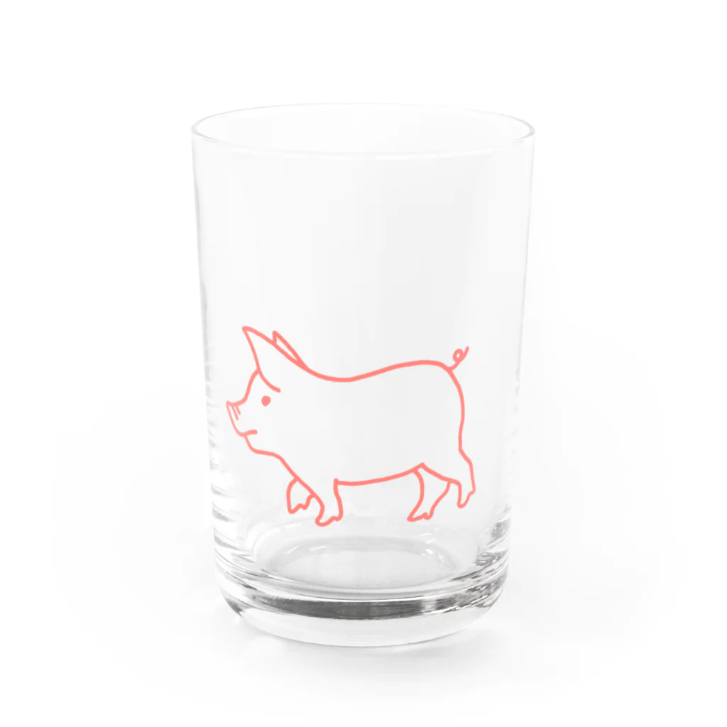 liliumのピンク豚【線】 Water Glass :front