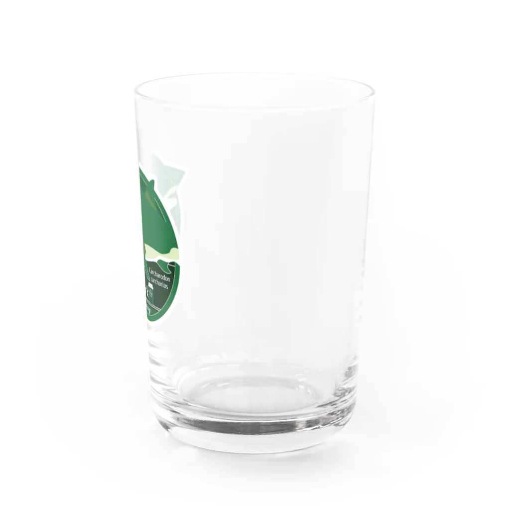 Kinkadesign うみのいきものカワイイShopのホホジロザメ_Cafeステッカーデザイン グラス前面