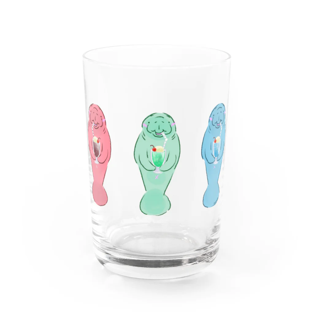 BeArtSuzumaruのソーダを飲むマナティー Water Glass :front