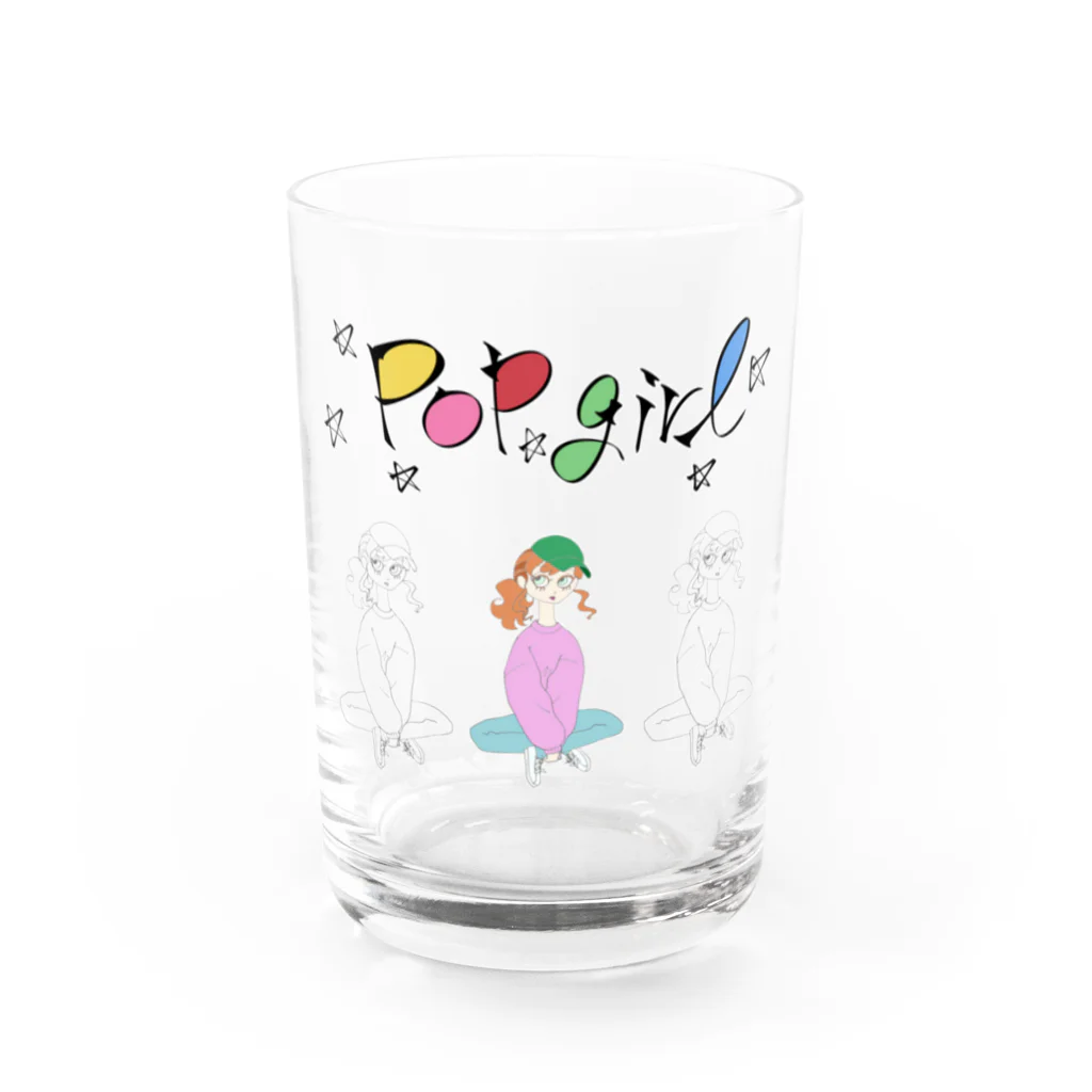 ねこ探知機のポップガール増量版 Water Glass :front