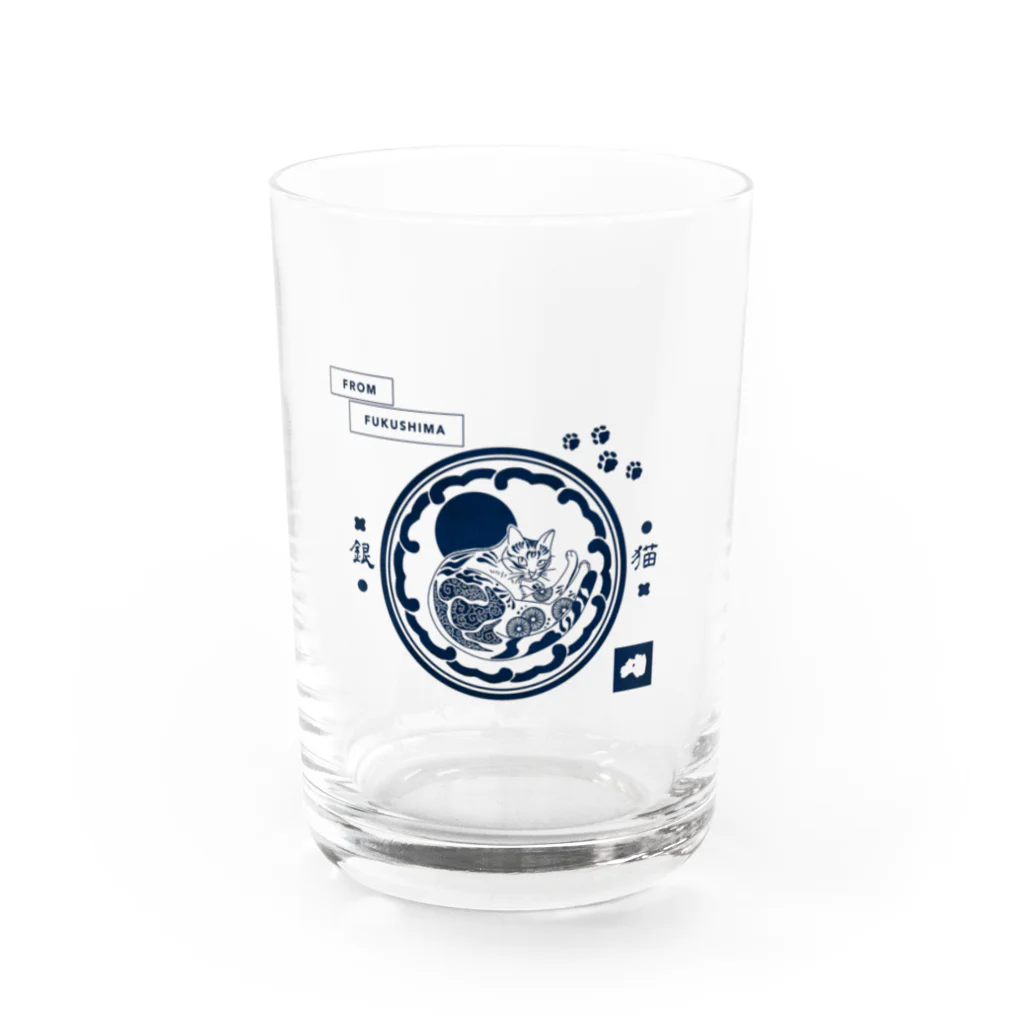 毎日ころりんの銀猫家紋 Water Glass :front