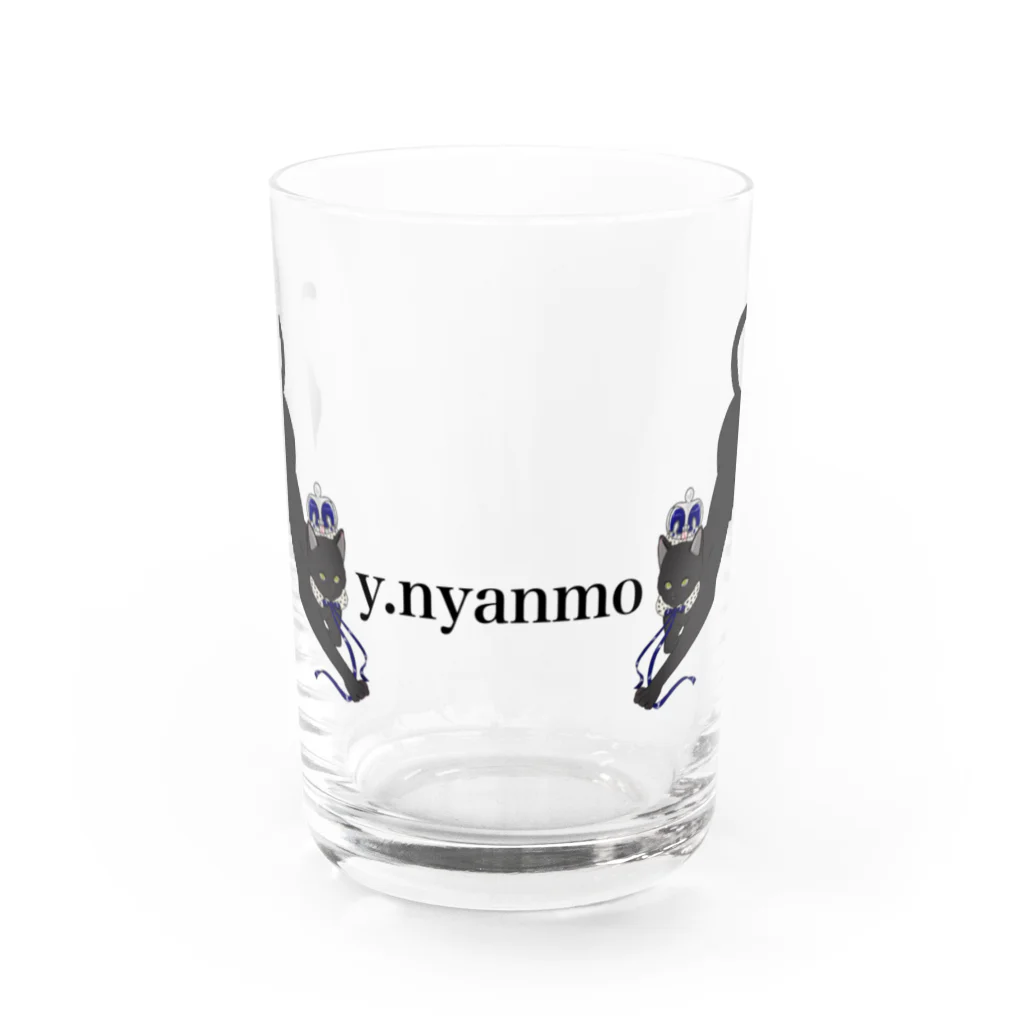 y.nyanmo やよにゃんもの王冠黒猫グラス Water Glass :front