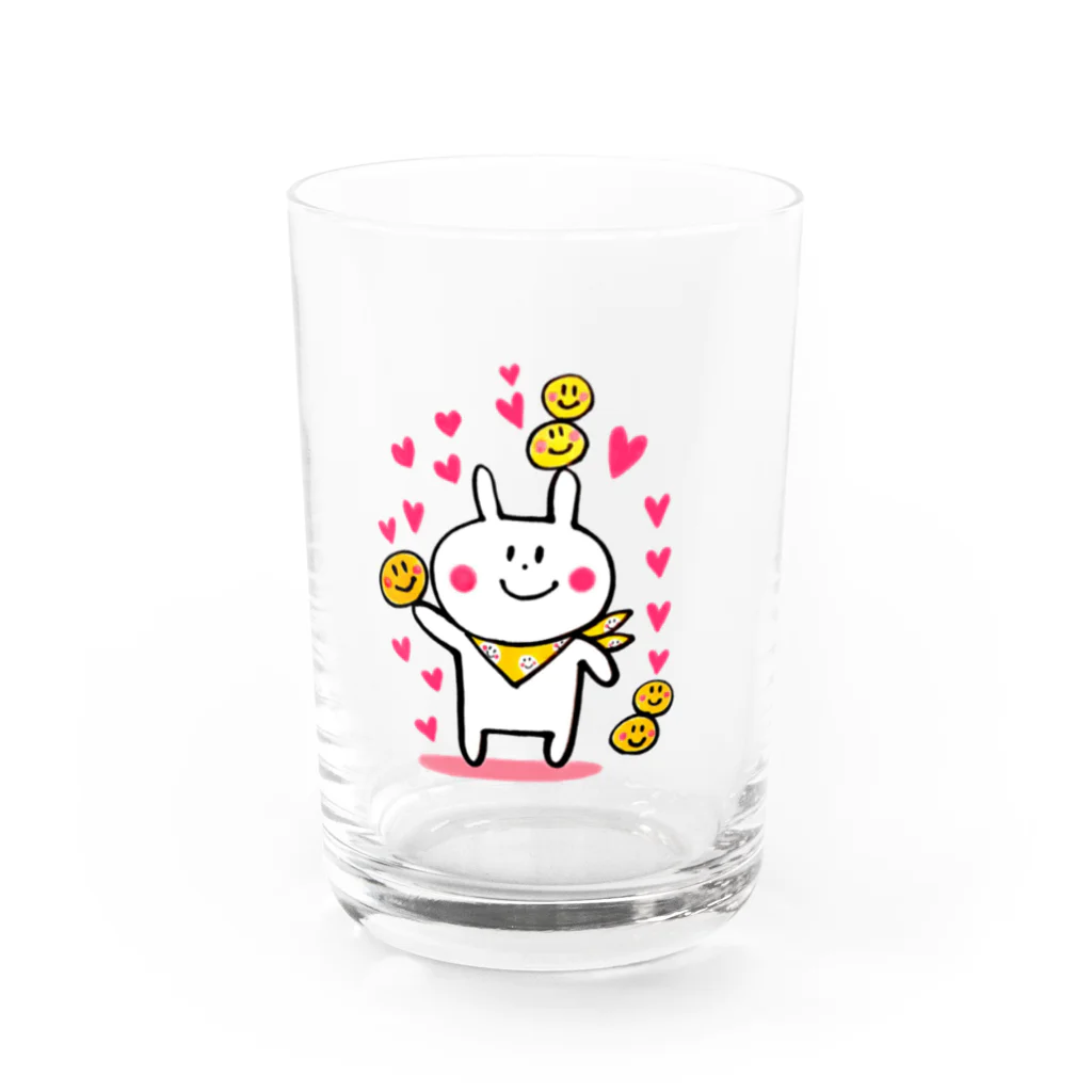 幸せメロディでぴょんぴょんぴょーん💗のHappyうさぎのわくわくグッズ Water Glass :front