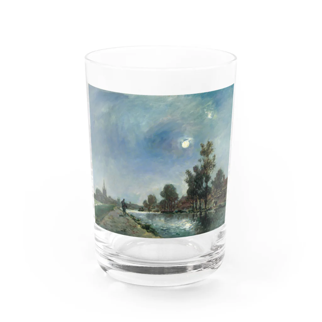 世界の絵画アートグッズのヨハン・バルトルト・ヨンキント 《オーフェルスヒー近くの曳舟道》 Water Glass :front