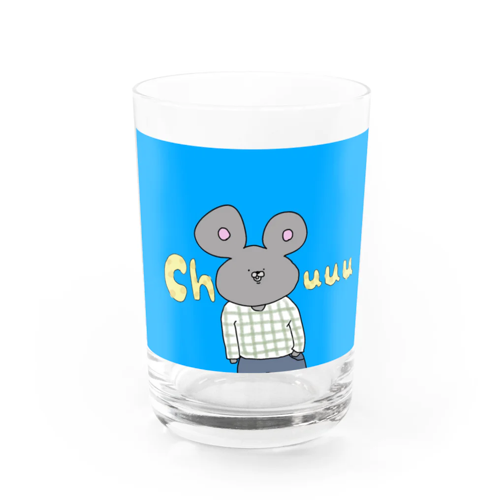 kaniko25のチェック柄好きのねずみくん Water Glass :front