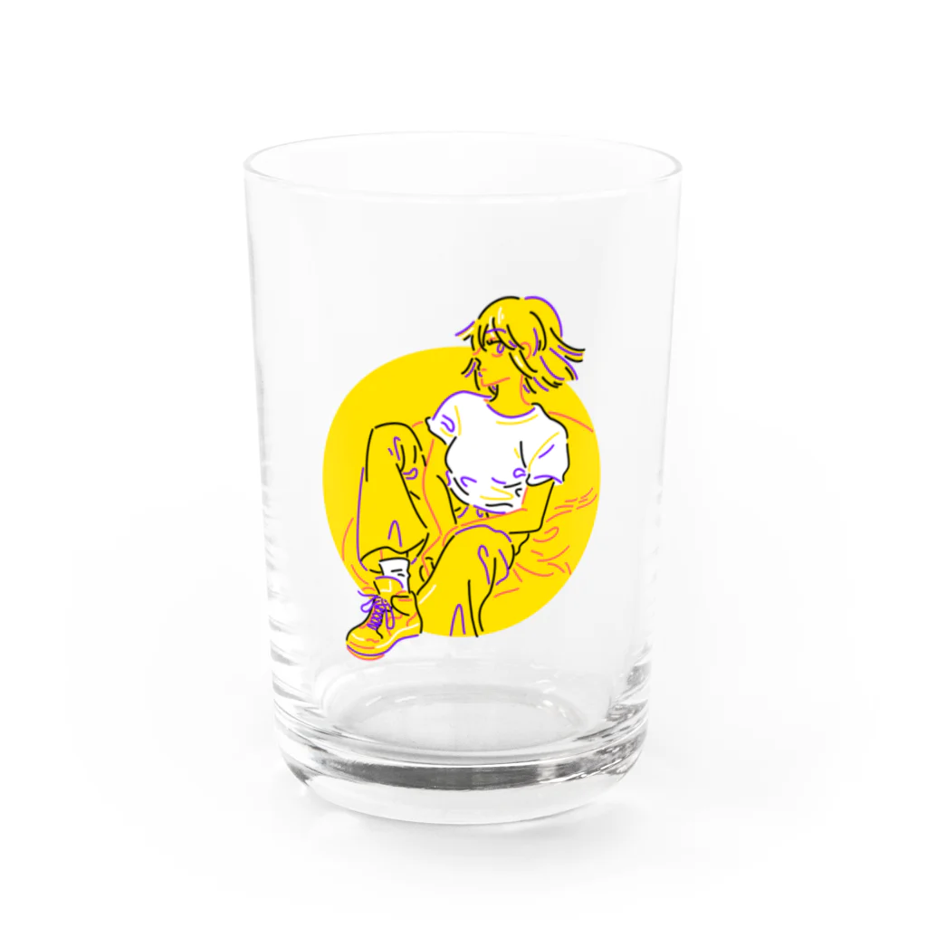 百瀬ガンジィのゴキゲンSHOPの夏スニーカー(黄色) Water Glass :front