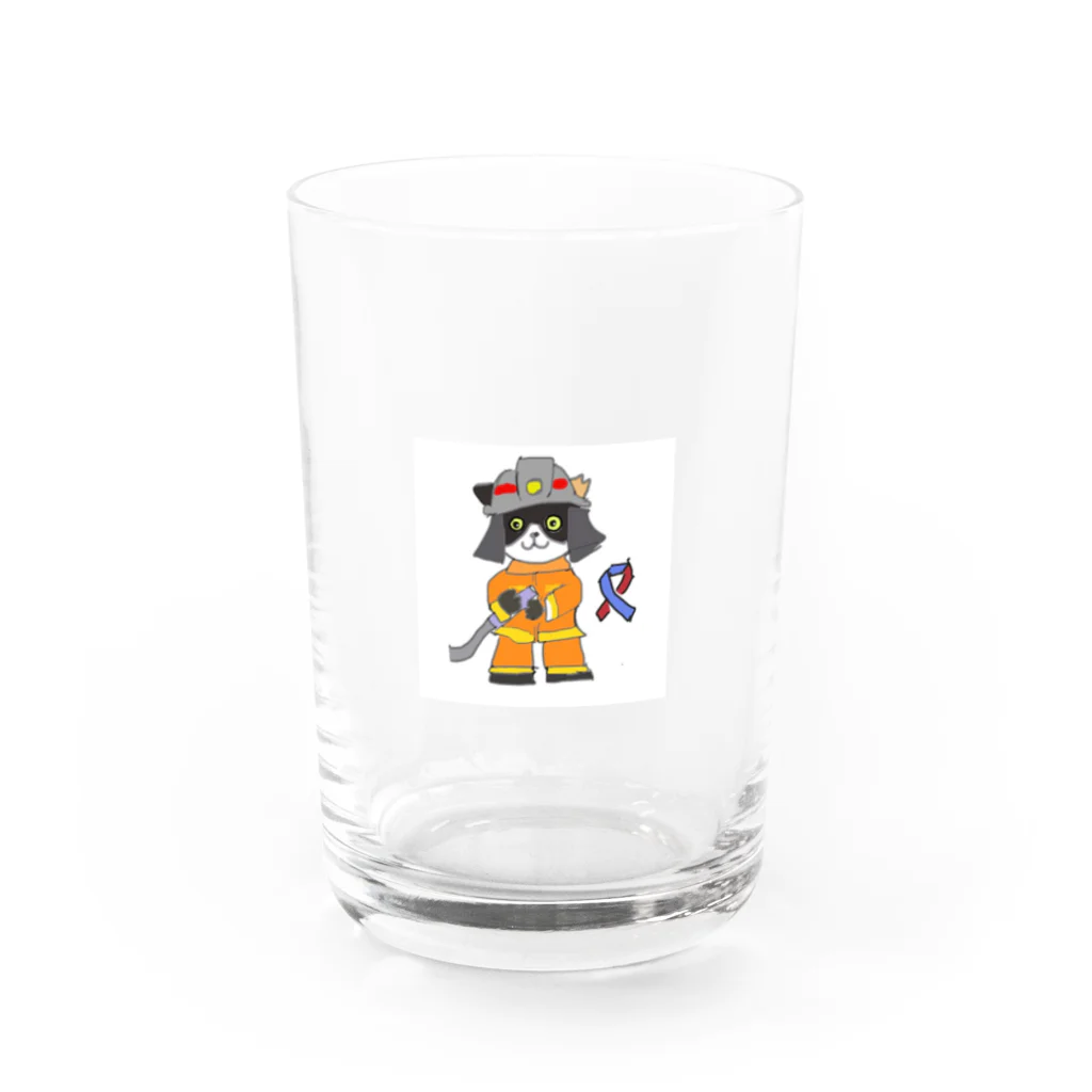 Yas😿🦖🕊の猫　国際消防士の日 Water Glass :front