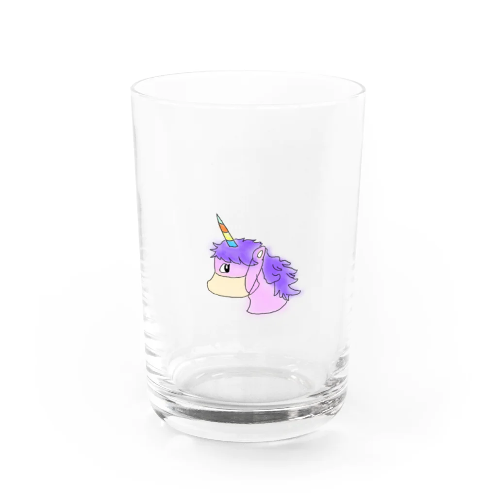 ユニコのマスク着用済みユニコーン Water Glass :front