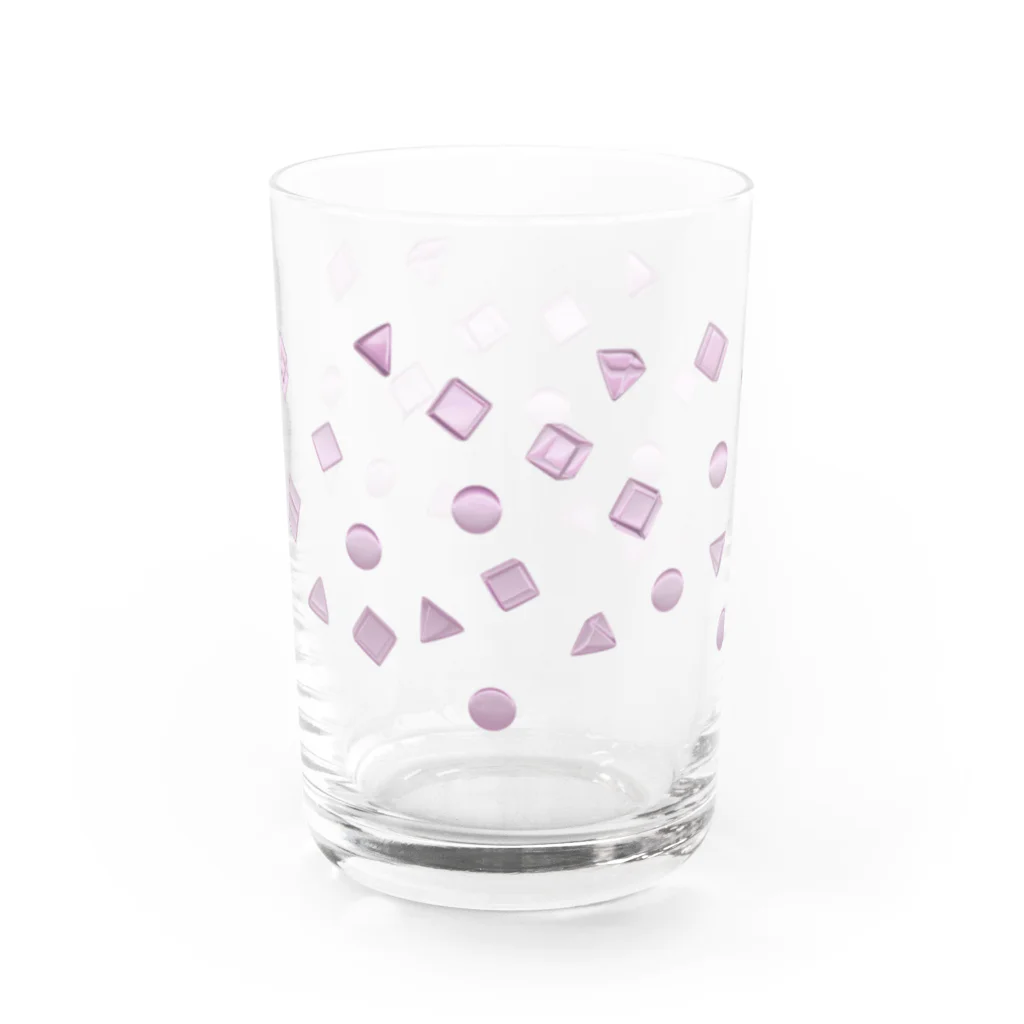 menmiの丸・三角・四角の氷のようなものたち　ピンク グラス前面