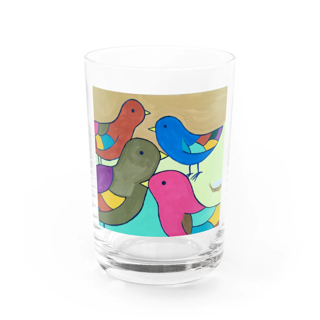 makiko-ekoyomiのオシドリカルテット Water Glass :front