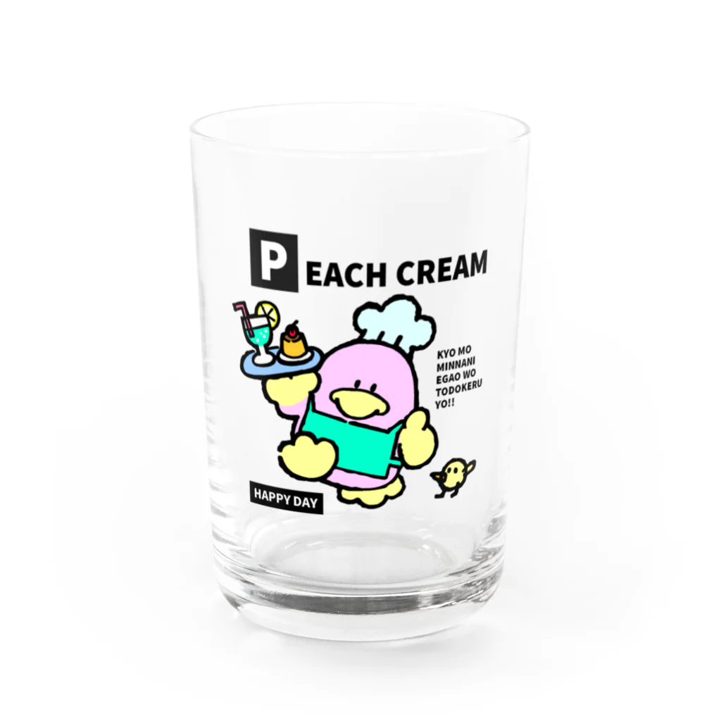 ファンシーはにゅまるマートのPEACH CREAM ファンシーペンギン Water Glass :front