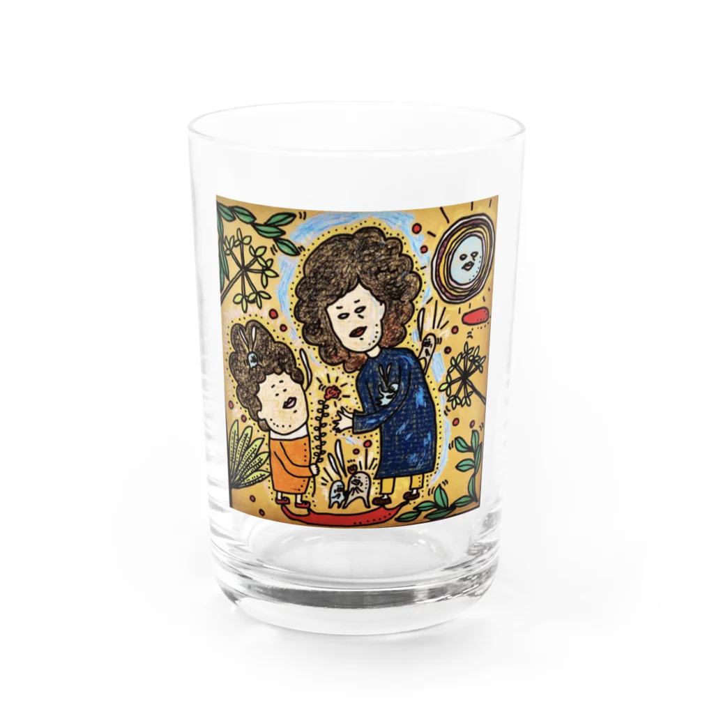 野良猫のパーマ親子 Water Glass :front