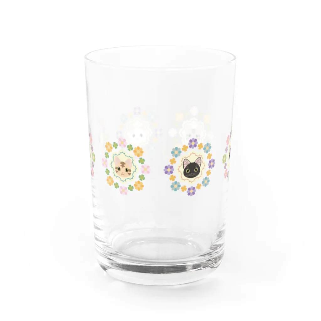 INUMAN WORLDのフラワーにゃんこ Water Glass :front