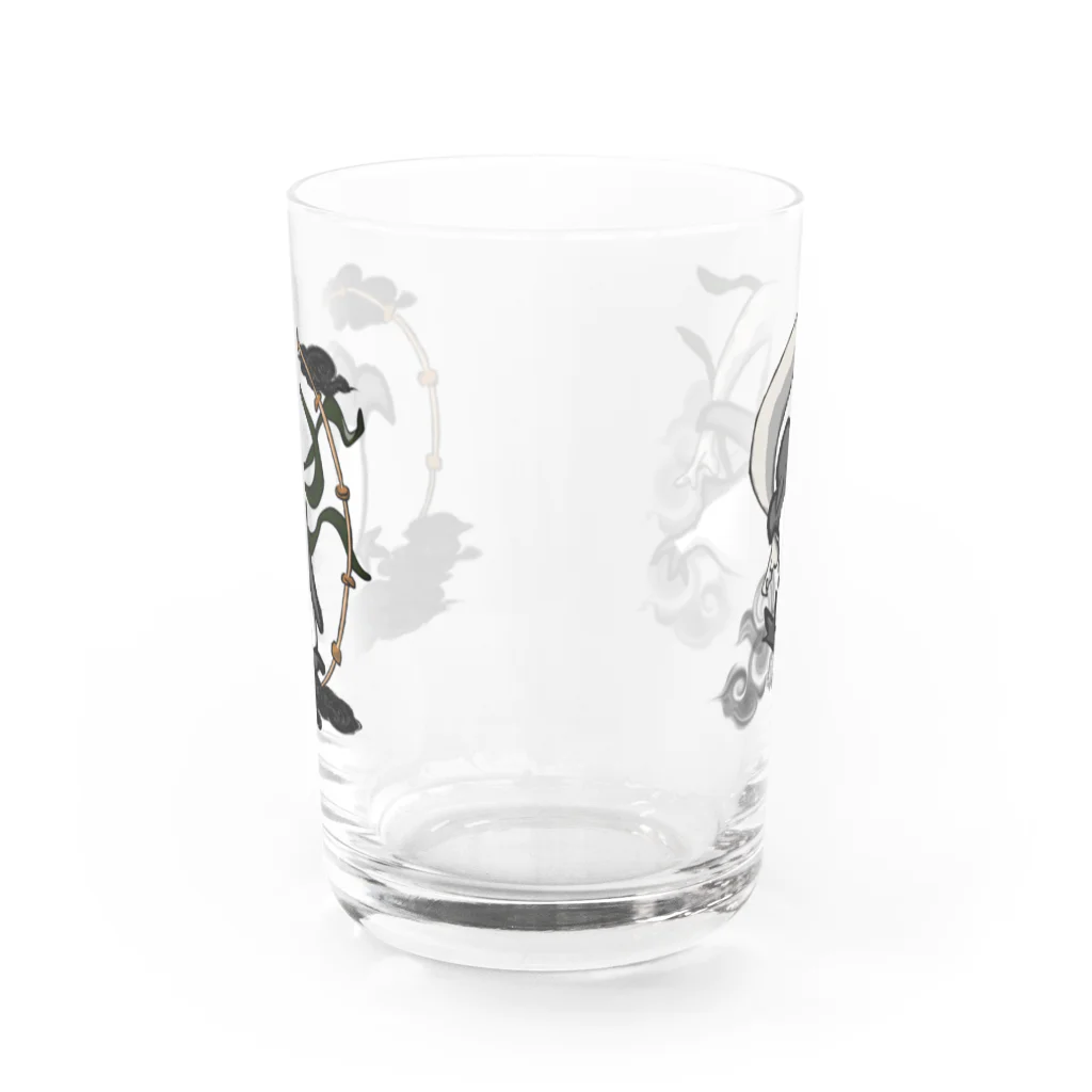 イルカのTシャツ屋さん🐬の風ペン雷ペンギンちゃん Water Glass :front