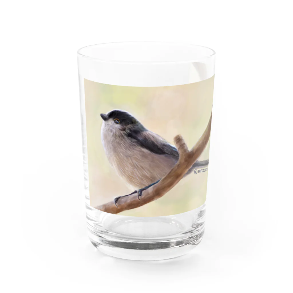 神塚ときお@オフィシャルショップ(SUZURI)の神塚ときお　鳥イラストコレクション　エナガ Water Glass :front