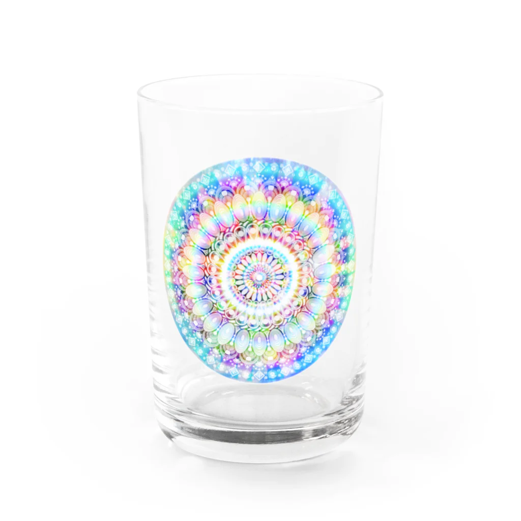 太陽の光降りそそぐ庭の星の花かんむり Water Glass :front