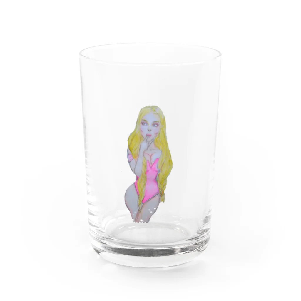 水彩屋のパツキンおねぃさん Water Glass :front