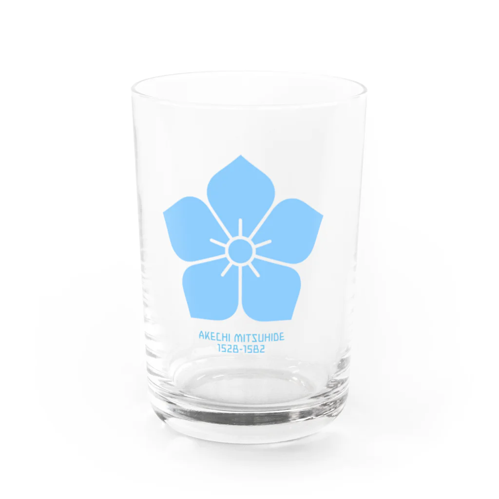 戦国神社 -戦国グッズ専門店-の明智光秀/水色桔梗紋/生誕死没 Water Glass :front