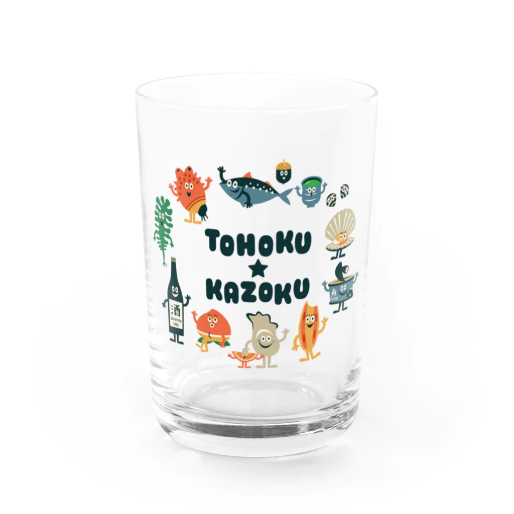 YoakeNecoの東北☆家族　集合 Water Glass :front