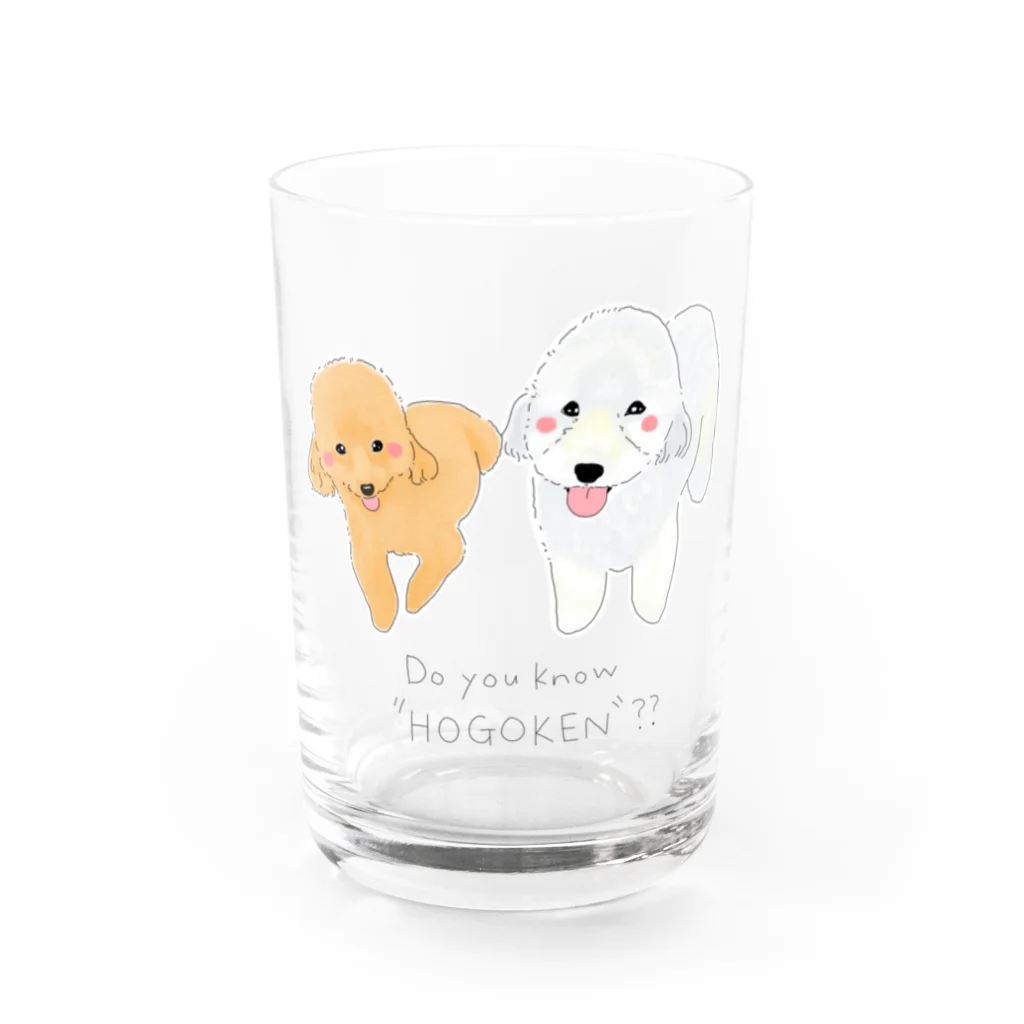 遥ん/犬顔絵　の「保護犬カフェ支援」グッズ ころんさん シュウさん Water Glass :front