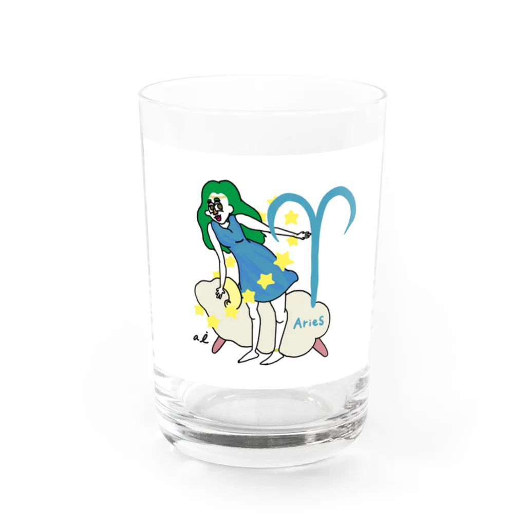 change-the-world4949のzodiac sign -aries- Water Glass :front