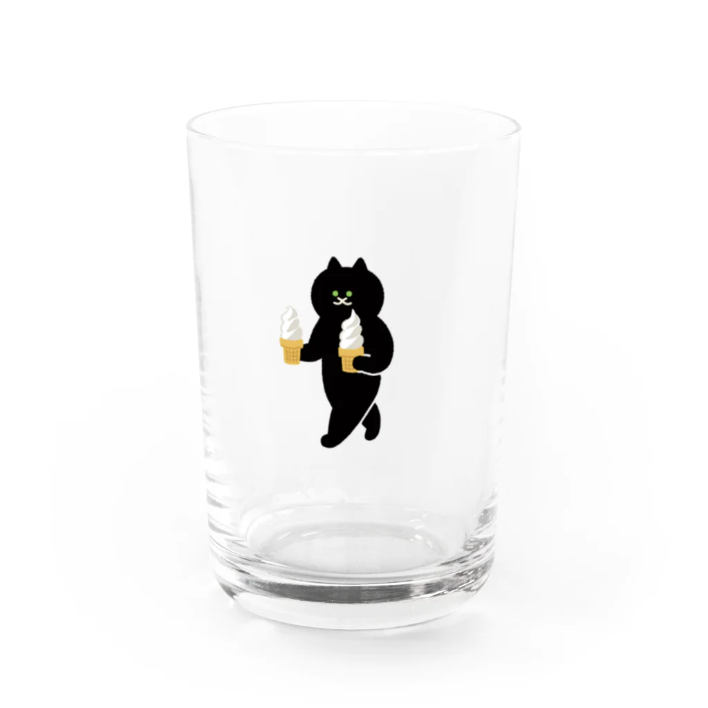 SUIMINグッズのお店のソフトクリームを急ぎめに運ぶねこ Water Glass :front