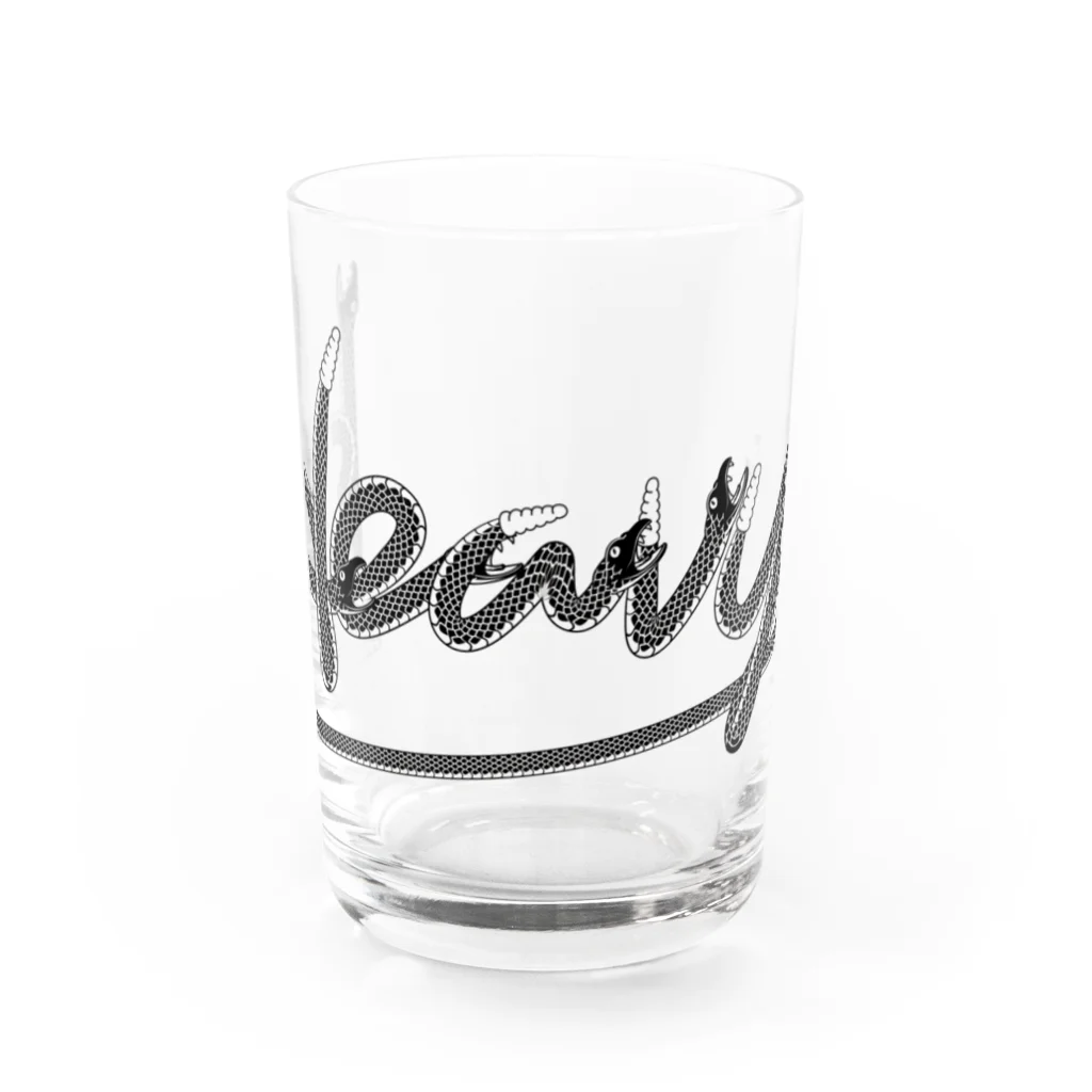 イラスト MONYAAT の蛇でHEAVY　 Water Glass :front