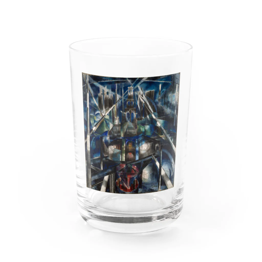 世界の絵画アートグッズのジョセフ・ステラ《ブルックリン橋》 Water Glass :front