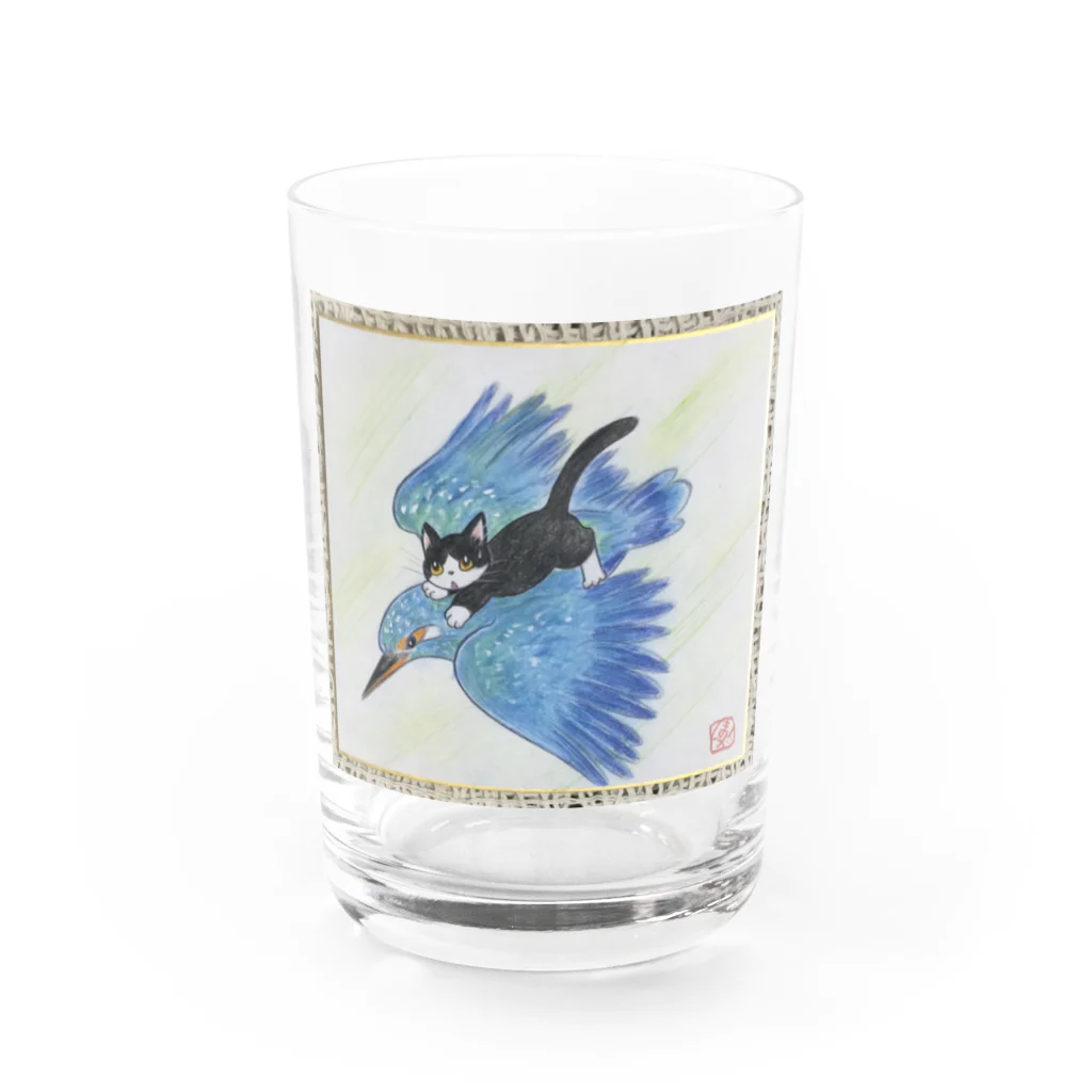 shimaneko megumi（しま猫めぐみ）の空飛ぶアヲジ Water Glass :front