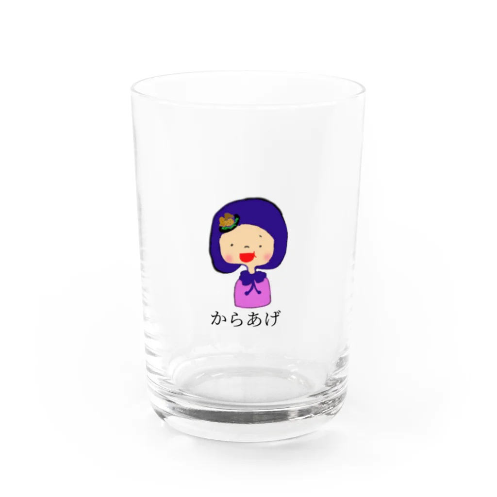 頭に乗せちゃいました。のからあげ桜 Water Glass :front