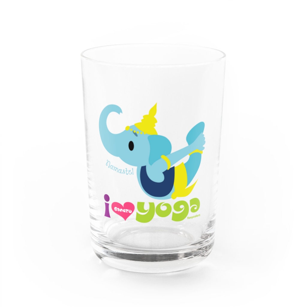 FOXY COLORSのヨガの先生ガネゾーくん Water Glass :front