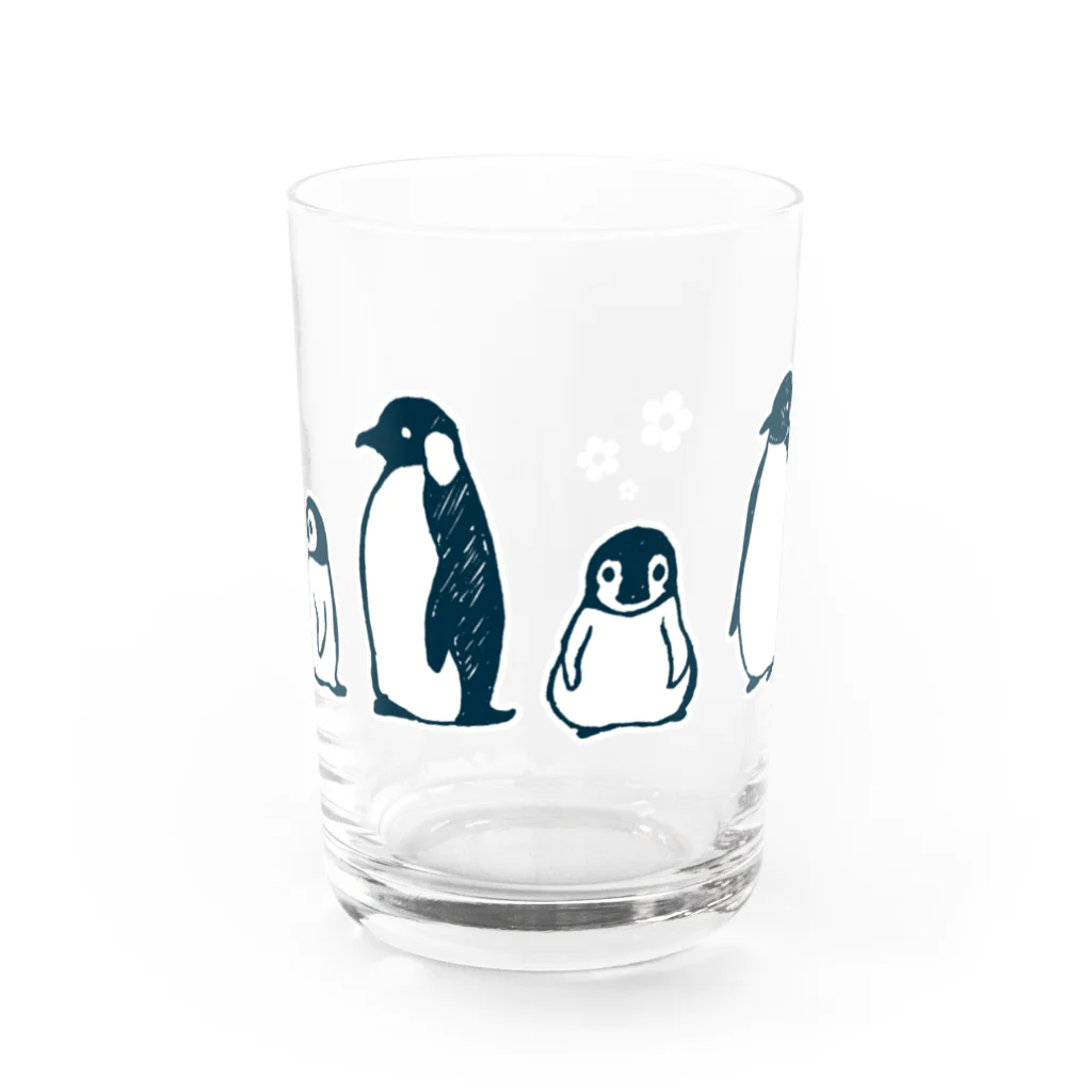 かわずやのぺんぎんのおやこ（線画） Water Glass :front