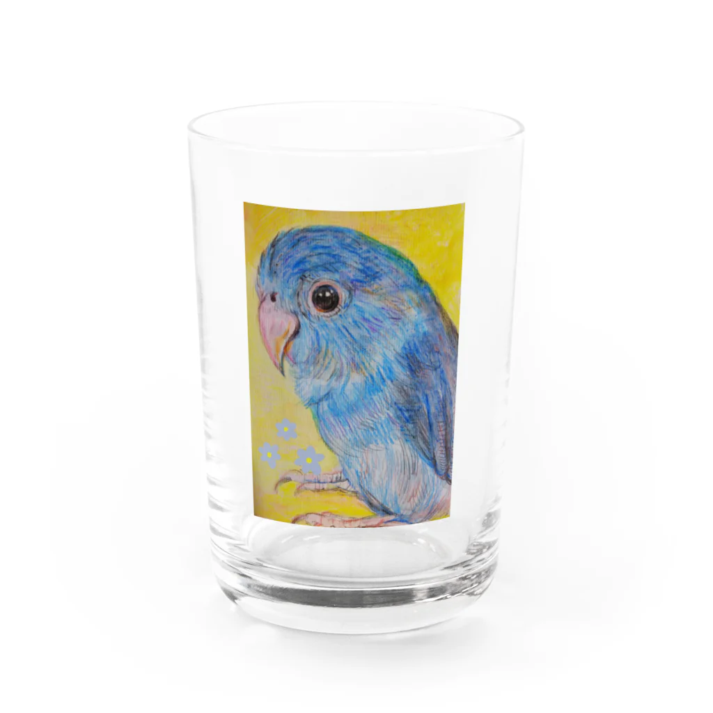 harupink🌸ペット似顔絵illustの色鉛筆マメルリハ Water Glass :front