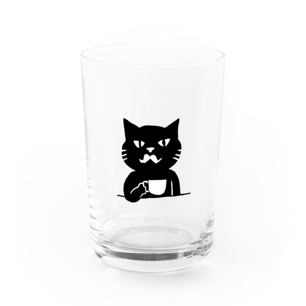 Blanc.P(ぶらんぴー)の店の喫茶・髭猫ロゴ② Water Glass :front