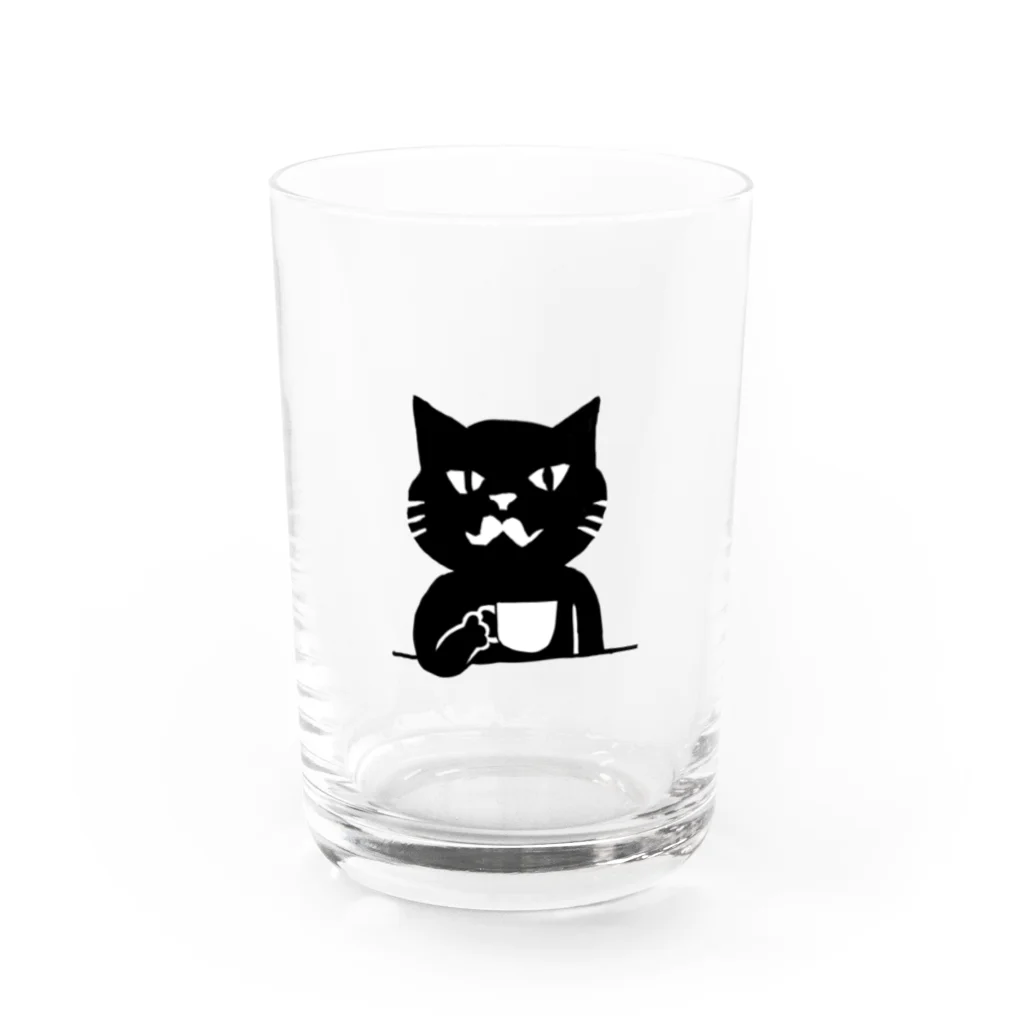 Blanc.P(ぶらんぴー)の店の喫茶・髭猫ロゴ② Water Glass :front