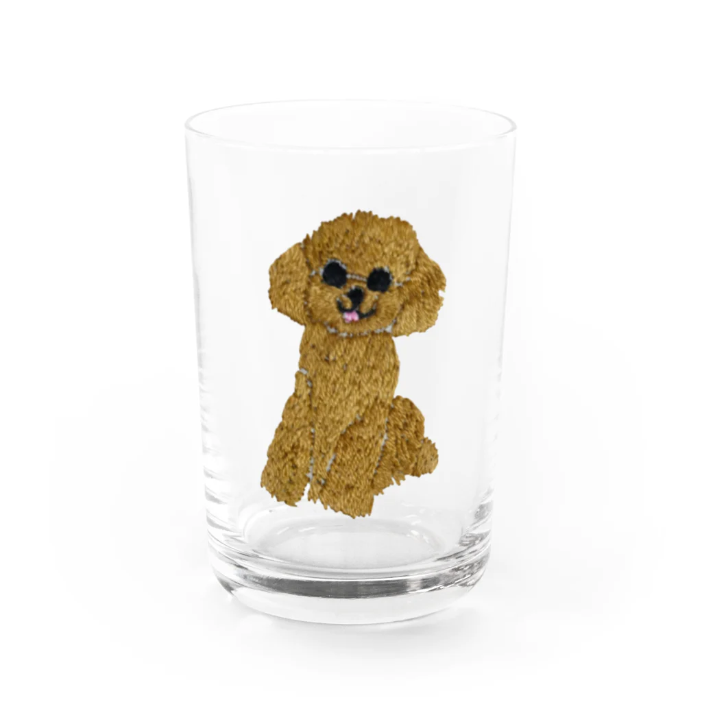 Panda factoryの刺繍のトイプードル Water Glass :front