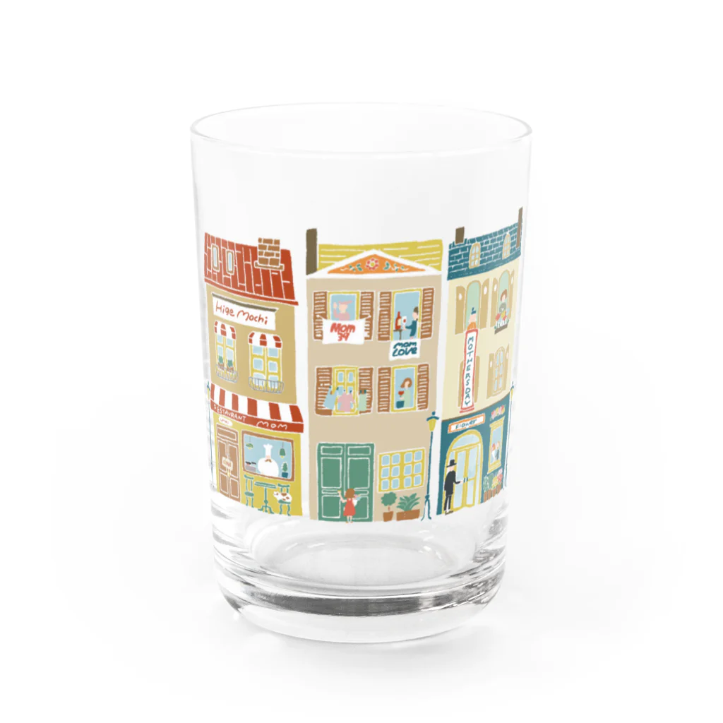 ひげもちのっぽのMother−loving  town Water Glass :front