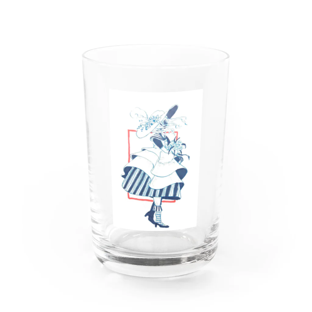 いしかわの地産地消の青色の女の子 Water Glass :front