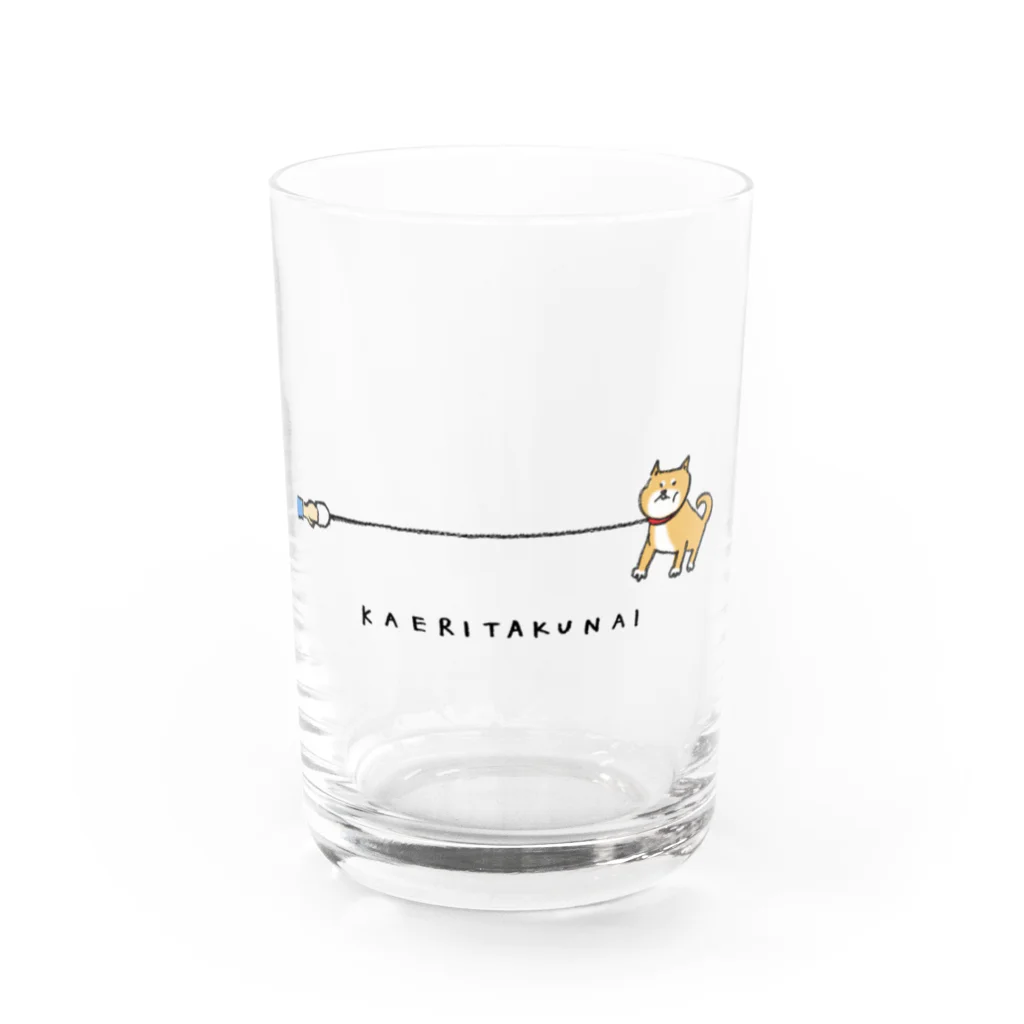 かいわれちゃんの帰りたくない柴犬(ロゴ入り) Water Glass :front